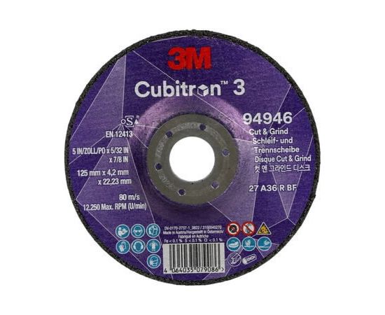 Griešanas un rupjapstrādes disks 3M Cubitron 3 A36 R BF; 125x4,2 mm Различные диски