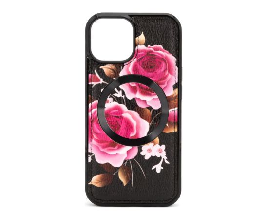 Evelatus Apple  iPhone 15 Leather Case Zipper Design Flower Black Чехлы - альтернативные