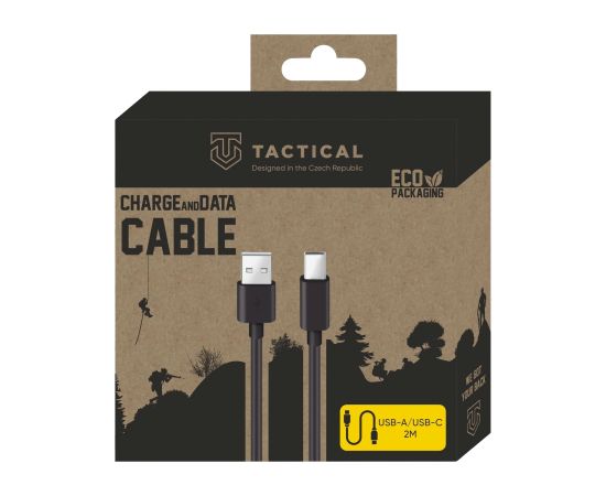 Tactical Smooth Thread USB-A/USB-C Kabelis 2m / melns Data USB kabeļi