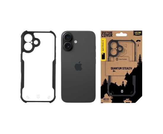 Tactical Quantum Stealth Cover Aizsargapvalks priekš Apple iPhone 16 / caurspīdīgs/melns Neoriģinālie Maciņi