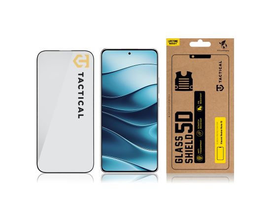 Tactical Glass Shield 5D aizsargstikls telefonam Xiaomi Redmi Note 15 4G | 5G melns Ekrānu aizsardzība