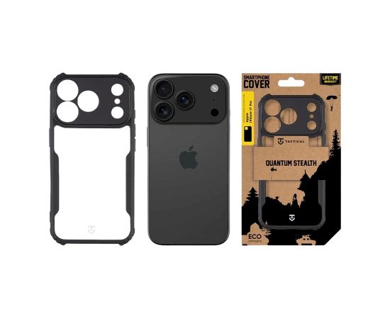 Tactical Quantum Stealth Cover Aizsargapvalks priekš Apple iPhone 17 Pro / caurspīdīgs/melns Neoriģinālie Maciņi