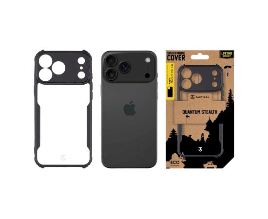 Tactical Quantum Stealth Cover Aizsargapvalks priekš Apple iPhone 17 Pro Max / caurspīdīgs/melns Neoriģinālie Maciņi