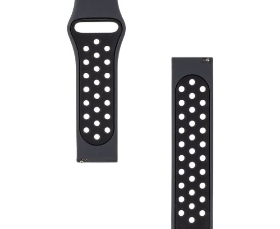 Tactical 856 Double Silicone Band Viedpulksteņu siksniņa 20mm / melns Smart-Watch aksesuāri