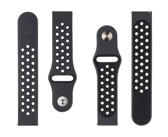 Tactical 856 Double Silicone Band Viedpulksteņu siksniņa 20mm / melns Smart-Watch aksesuāri