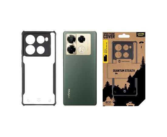 Tactical Quantum Stealth Cover Aizsargapvalks priekš Infinix Note 40 Pro 4G / caurspīdīgs/melns Neoriģinālie Maciņi