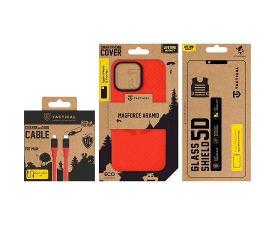 Tactical Red Limited Edition Combo Pro Aizsargapvalks priekš Apple iPhone 15 Pro Max / sarkans Neoriģinālie Maciņi