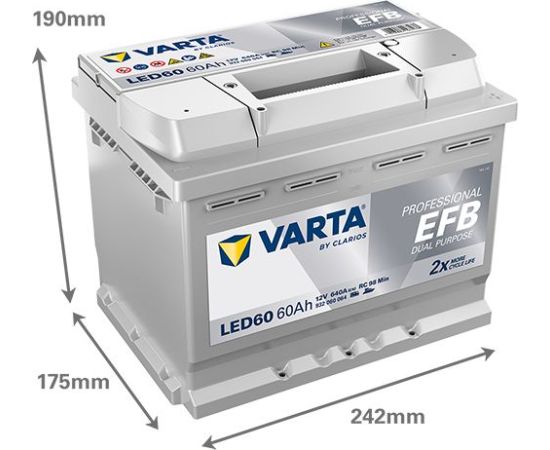Akumulators VARTA LED60 60Ah 640A Professional DP EFB 242*175*190 -+ B13 Akumulatori