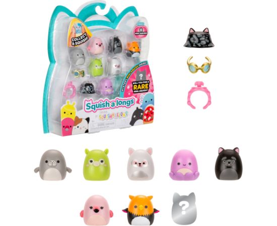 SQUISHMALLOWS SQUISH-A-LONGS figūriņas, 8 gab., 2,5 cm Jaunumi, Bērnu preces