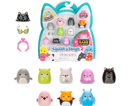 SQUISHMALLOWS SQUISH-A-LONGS figūriņas, 8 gab., 2,5 cm Jaunumi, Bērnu preces