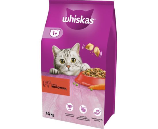 Whiskas Adult Sucha karma dla dorosłego kota z wołowiną 14kg Kaķu sausā barība