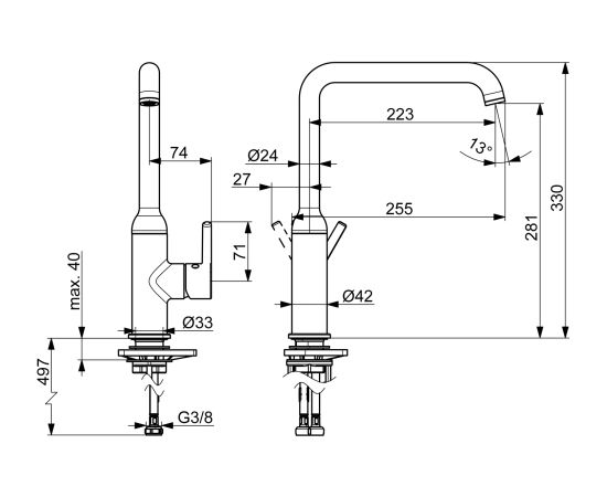 Ūdens maisītājs virtuves izlietnei Oras Optima Style Virtuves jaucējkrāni