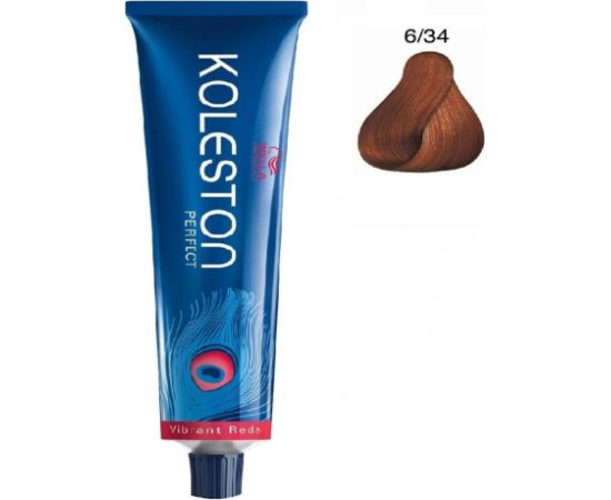 Wella Professionals Koleston Perfect Permanent Hair Dye 6/34 Dark Blonde Golden Red 60ml Matu kopšana