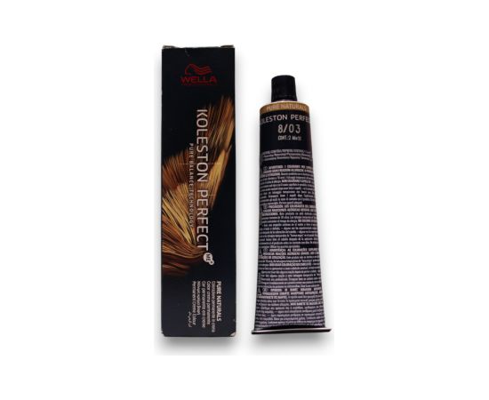 Wella Professionals Koleston Perfect Me+ Permanent Hair Dye 8/03 Light Blond Natural Golden 60ml Matu kopšana