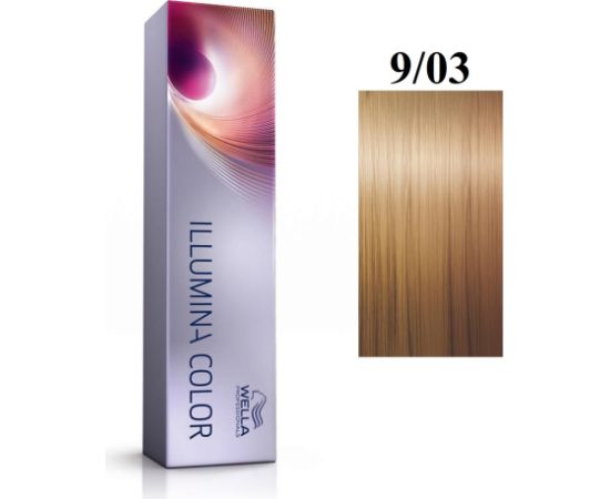 Wella Professionals Illumina Color Permanent Hair Dye 9/03 Bright Blonde Natural Golden 60ml Matu kopšana