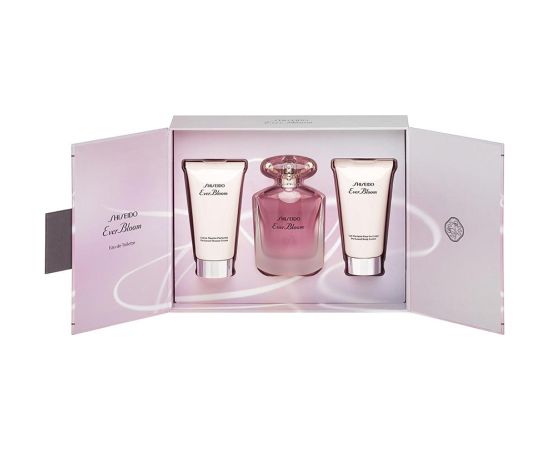 Set Shiseido: Ever Bloom Eau De Toilette For Women 50ml + Ever Bloom Hydrating Body Lotion 50ml + Ever Bloom Moisturizing Shower Gel 50ml Dāvanu komplekti