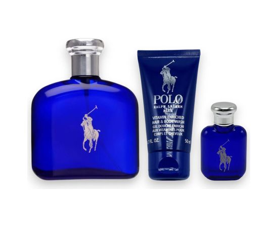 Set Ralph Lauren: Polo Blue Eau De Parfum For Men 125ml + Polo Blue Shower Gel Skin All Skin Types 75ml + Polo Blue Anti-Perspirant Deodorant Stick For Men 75 g Dāvanu komplekti