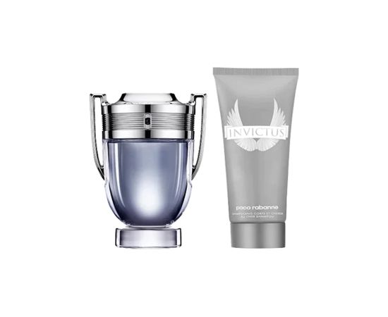 Set Paco Rabanne: Invictus Eau De Toilette For Men 100ml + Invictus All Over Shower Gel & Shampoo 2-In-1 100ml Dāvanu komplekti