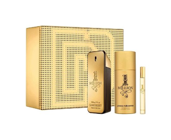 Set Paco Rabanne: 1 Million Eau De Toilette For Men 100ml + 1 Million Eau De Toilette For Men 10ml + 1 Million Shower Gel For All Skin Types 100ml Dāvanu komplekti