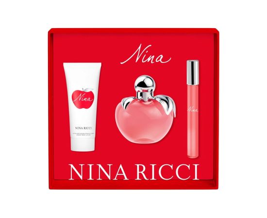 Set Nina Ricci: Nina Eau De Toilette For Women 80ml + Nina Eau De Toilette For Women 10ml + Nina Body Lotion Body 75ml Dāvanu komplekti