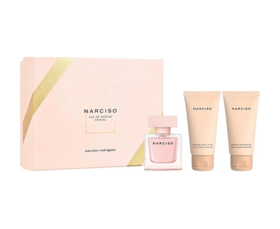 Set Narciso Rodriguez: Cristal Eau De Parfum For Women 50ml + Cristal Hydrating Shower Gel All Skin Types 50ml + Cristal Hydrating Body Lotion 50ml Dāvanu komplekti