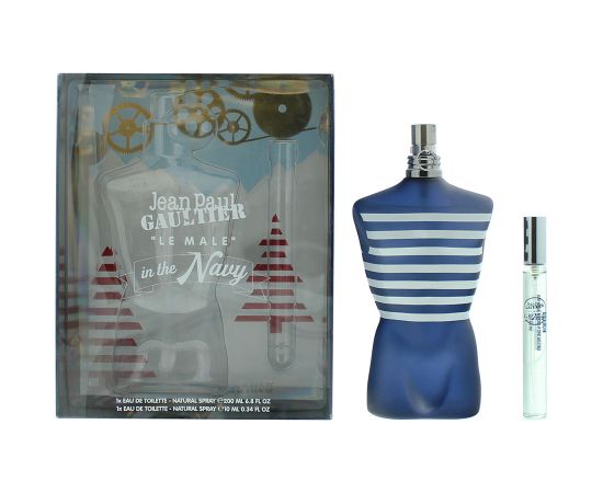 Set Jean Paul Gaultier: Le Male In The Navy Eau De Toilette For Men 125ml + Le Male In The Navy Eau De Toilette For Men 10ml Dāvanu komplekti