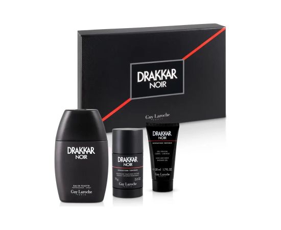 Set Guy Laroche: Drakkar Noir Eau De Toilette For Men 100ml + Drakkar Noir Cleansing Shower Gel For All Skin Types 50ml + Drakkar Noir Anti-Perspirant Deodorant Spray For Men 150ml Dāvanu komplekti