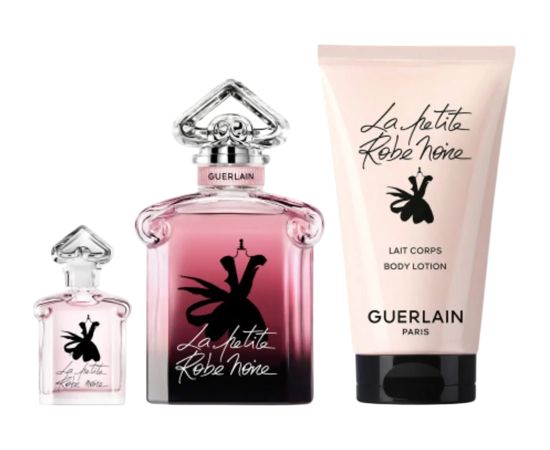 Set Guerlain: La Petite Robe Noire Intense Eau De Parfum For Women 50ml + La Petite Robe Noire Intense Eau De Parfum For Women 5ml + La Petite Robe Noire Intense Hydrating Body Lotion 75ml Dāvanu komplekti