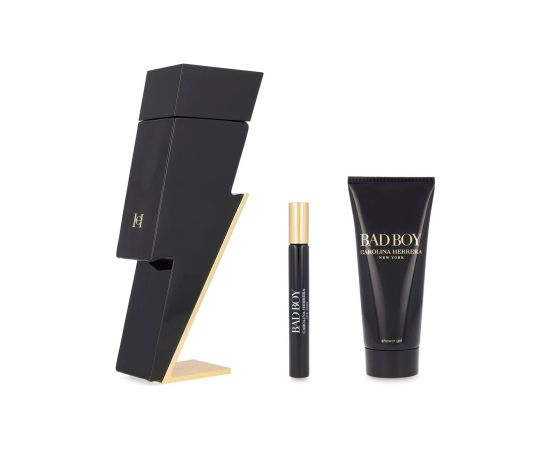 Set Carolina Herrera: Bad Boy Eau De Toilette For Men 100ml + Bad Boy Eau De Toilette For Men 10ml + Bad Boy Shower Gel For All Skin Types 100ml Dāvanu komplekti