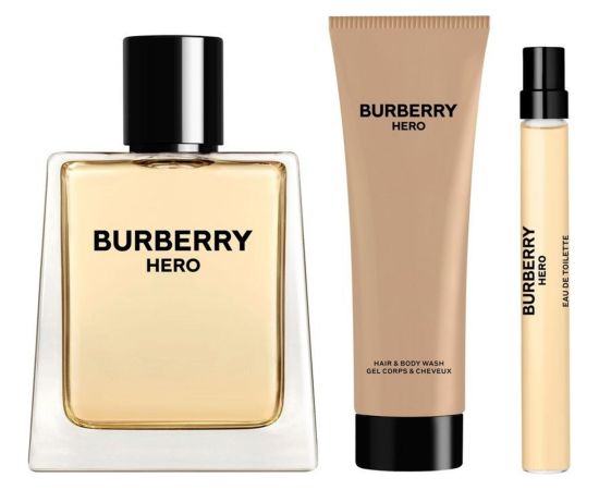 Set Burberry: Hero Eau De Toilette For Men 100ml + Hero Eau De Toilette For Men 10ml + Hero Shower Gel For All Skin Types 75ml Dāvanu komplekti