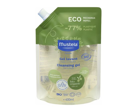 Mustela Organic Olive Oil Cleansing Shower Gel For Hair & Body All Skin Types 400ml Dušas želejas ķermenim