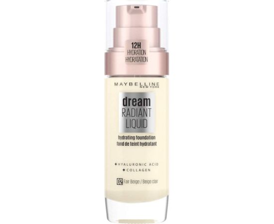 Maybelline Dream Radiant Hyaluronic Acid Hydrating Liquid Foundation 02 Fair Beige 30ml Dekoratīvā kosmētika