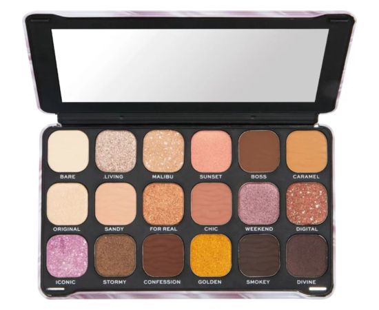 Makeup Revolution Forever Flawless Eyeshadow Palette Nude Silk 18 Shades 19.8 g Dekoratīvā kosmētika