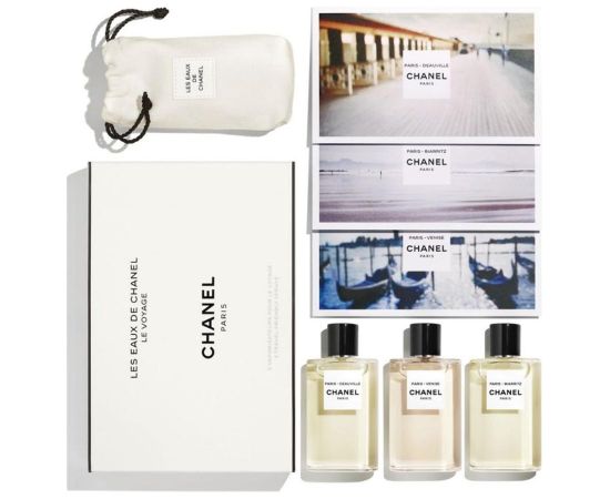 Les Eaux De Chanel Set Chanel: Paris – Deauville Eau De Toilette For Women 30ml + Paris – Venise Eau De Toilette For Women 30ml + Paris – Biarritz Eau De Toilette For Women 30ml Dāvanu komplekti