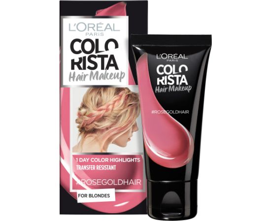 L'Oreal Paris Colorista Hair Makeup Semi-Permanent Hair Dye #ROSEGOLDHAIR 30ml Matu kopšana