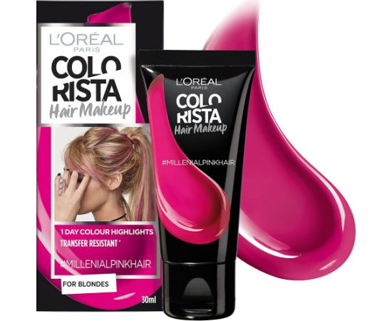 L'Oreal Paris Colorista Hair Makeup Semi-Permanent Hair Dye #MILLENIALPINK 30ml Matu kopšana