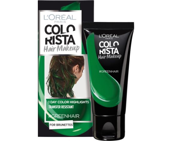 L'Oreal Paris Colorista Hair Makeup Semi-Permanent Hair Dye #GREENHAIR 30ml Matu kopšana