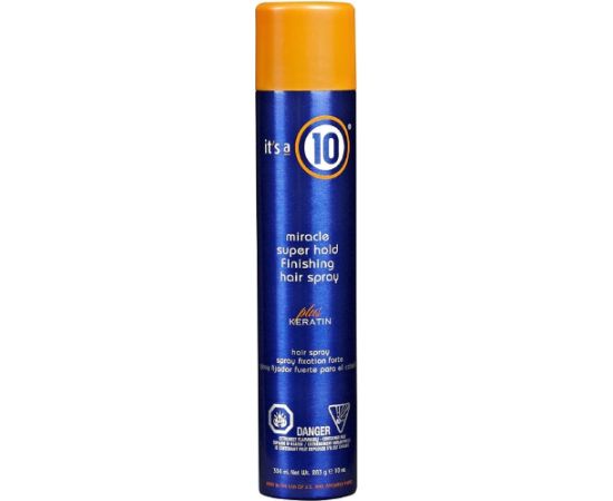 It`s A 10 It's a 10 Miracle Super Hold Finishing Spray Plus Keratin Hair Spray Style Extra Strong Hold 334ml Matu kopšana