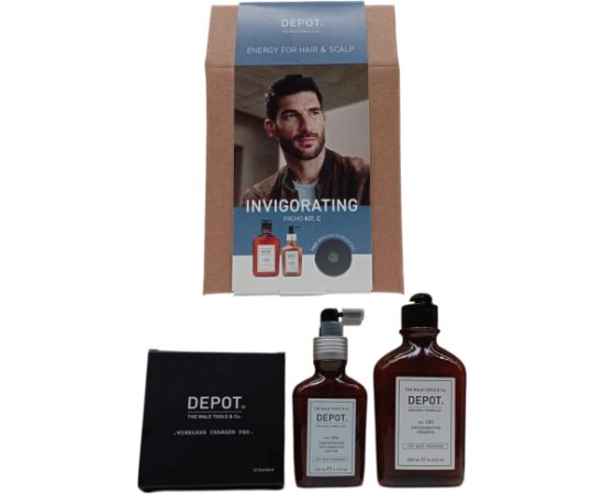 Invigorating Kit C Set Depot: 100 Hair Cleansing No. 105 Multivitamin Complex Hair Shampoo Anti-Hair Loss 250ml + 200 Hair Treatments No. 206 Hair Lotion Treatment Invigorating 100ml Matu kopšana