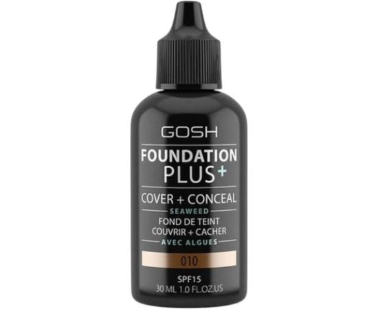 Gosh Foundation Plus+ Cover & Conceal Liquid Foundation 010 Tan SPF15 30ml Dekoratīvā kosmētika