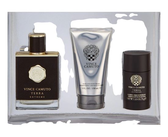 Set Vince Camuto: Terra Extreme, Eau De Toilette, For Men, 100 ml + Terra Extreme, Anti-Perspirant, Deodorant Stick, For Men, 71 g + Terra Extreme, Shower Gel & Shampoo 2-In-1, 150 ml Dāvanu komplekti