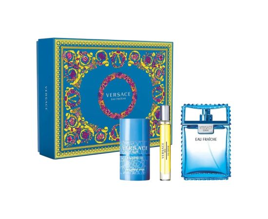 Set Versace: Eau Fraiche, Eau De Toilette, For Men, 100 ml + Eau Fraiche, Eau De Toilette, For Men, 10 ml + Eau Fraiche, Deodorant Stick, For Men, 75 ml Dāvanu komplekti