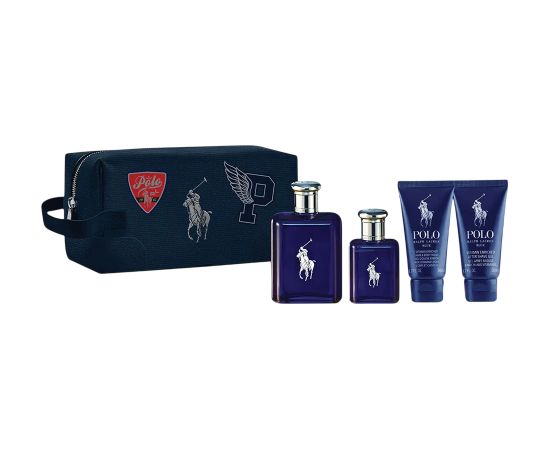 Set Ralph Lauren: Polo Blue, Eau De Toilette, For Men, 125 ml + Polo Blue, Eau De Toilette, For Men, 40 ml + Polo Blue, Shower Gel & Shampoo 2-In-1, 50 ml + Polo Blue, Moisturizing, After-Shave Balm, 50 ml Dāvanu komplekti