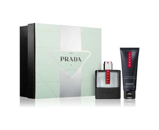 Set Prada: Luna Rossa Carbon, Eau De Toilette, For Men, 50 ml + Luna Rossa Carbon, Revitalized, Shower Gel, Body, 75 ml Dāvanu komplekti