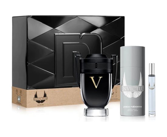 Set Paco Rabanne: Invictus Victory, Eau De Parfum, For Men, 100 ml + Invictus Victory, Eau De Parfum, For Men, 10 ml + Invictus Victory, Deodorant Spray, For Men, 150 ml Dāvanu komplekti