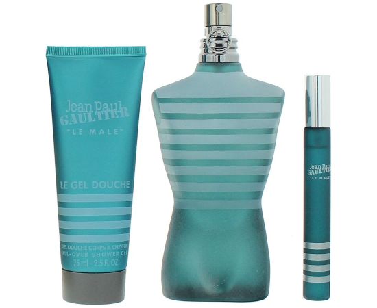 Set Jean Paul Gaultier: Le Male, Eau De Toilette, For Men, 125 ml + Le Male, Eau De Toilette, For Men, 10 ml + Le Male, Cleansing, Shower Gel, For All Skin Types, 75 ml Dāvanu komplekti