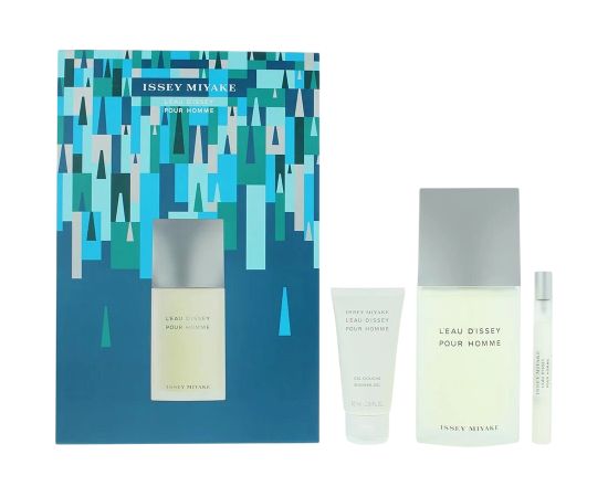 Set Issey Miyake: L'Eau D'Issey Pour Homme, Eau De Toilette, For Men, 125 ml + L'Eau d'Issey, Moisturizing, Shower Gel, For All Skin Types, 50 ml + L'Eau d'Issey, Eau De Toilette, For Women, 10 ml Dāvanu komplekti