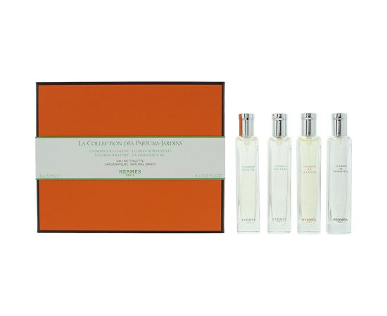 Set Hermes: Un Jardin Sur Le Nil, Eau De Toilette, Unisex, 15 ml + Un Jardin Sur Le Toit, Eau De Toilette, Unisex, 15 ml + Un Jardin Sur La Lagune, Eau De Toilette, Unisex, 15 ml + Le Jardin de Monsieur Li, Eau De Toilette, For Women, 15 ml Dāvanu komplekti