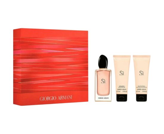 Set Giorgio Armani: Si, Eau De Parfum, For Women, 100 ml + Si, Body Lotion, Body, 75 ml + Si, Hydrating, Shower Gel, All Skin Types, 75 ml Dāvanu komplekti