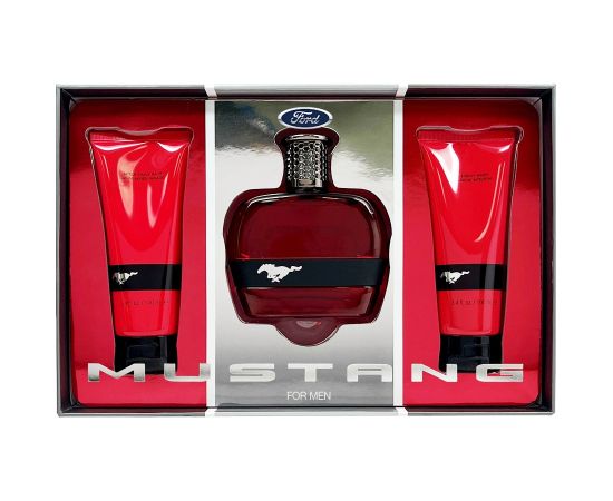 Set Ford: Mustang Red, Eau De Toilette, For Men, 100 ml + Mustang Red, After-Shave Balm, 100 ml + Mustang Red, Cleansing, Shower Gel, For All Skin Types, 100 ml Dāvanu komplekti
